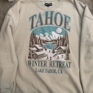 State of Mind Cream and Teal Oversized Sweatshirt